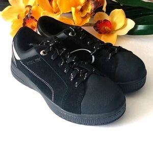 BRAHMA WOMEN'S BLACK STEEL TOE  SLIP RESISTANT WORK SNEAKERS SHOES SIZE 6